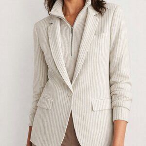 MNG Mango pinstripe boxy blazer, 55% linen